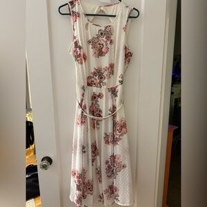NWT Floral Dress with skinny waist belt